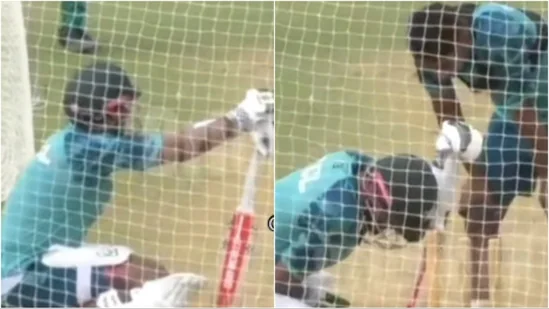 Babar Azam Suffers Painful Blow from Pakistan Teammate's Aggressive Delivery, Struggles in Intense Net Session