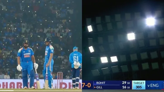 Rohit, Gill walk off as floodlights fail, IND vs ENG suspended; Cuttack crowd illuminates with phones: 'Battery will drain'